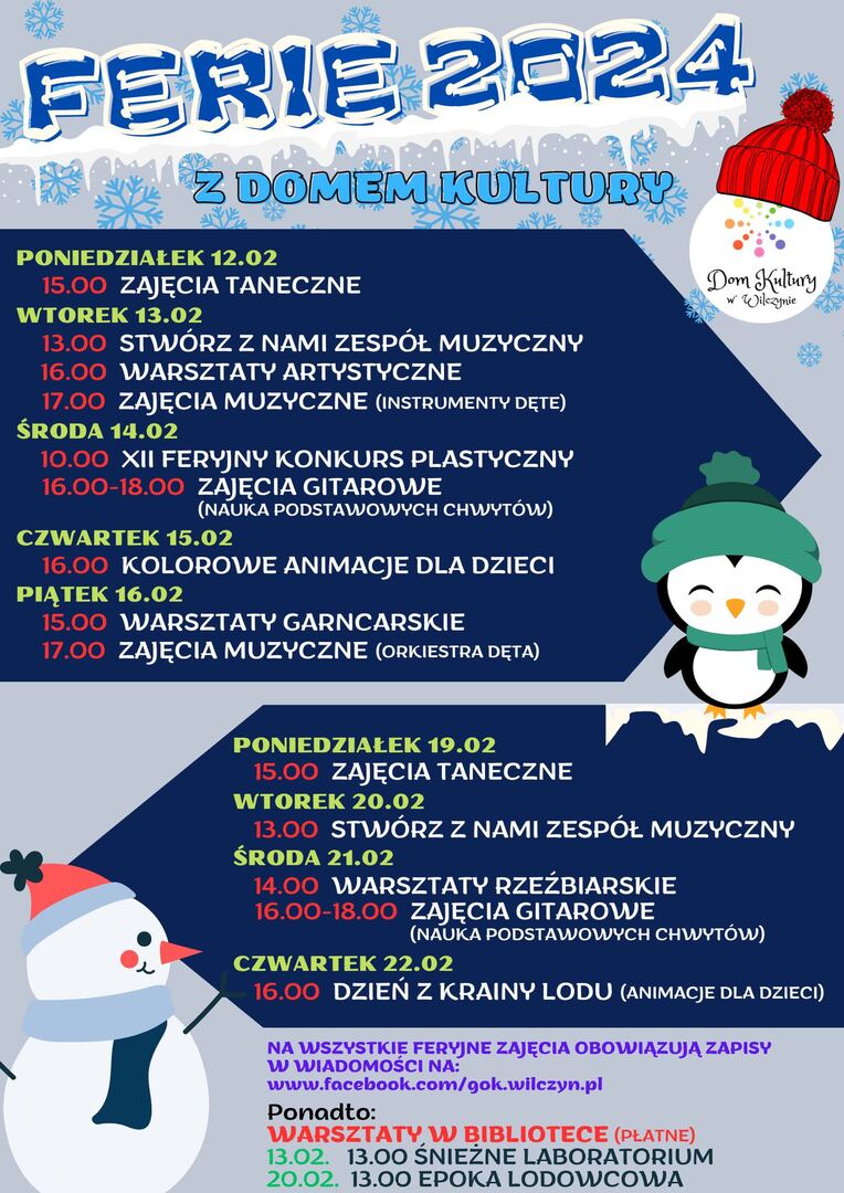 Ferie 2024 - program zajęć dla dzieci