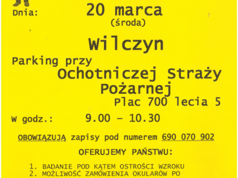 Bezpłatne komputerowe badanie wzroku 20.03.2024 r.