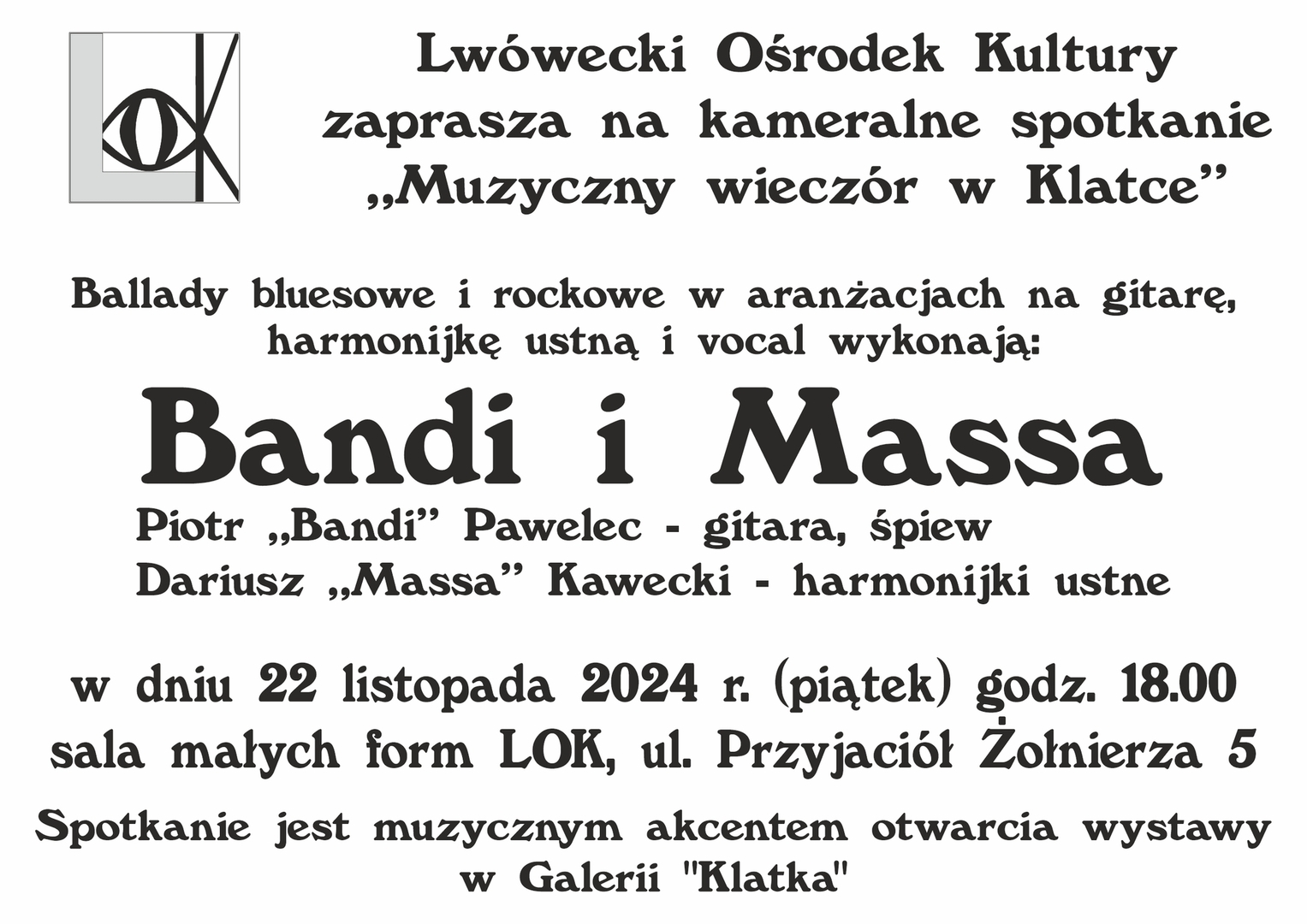 Koncert duetu Bandi i Massa - aranżacje bluesowe i rockowe