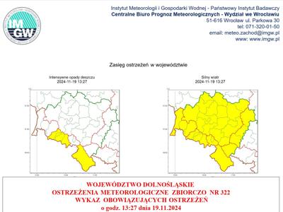 WOJEWÓDZTWO DOLNOŚLĄSKIE OSTRZEŻENIA  METEOROLOGICZNE  ZBIORCZO  NR 322