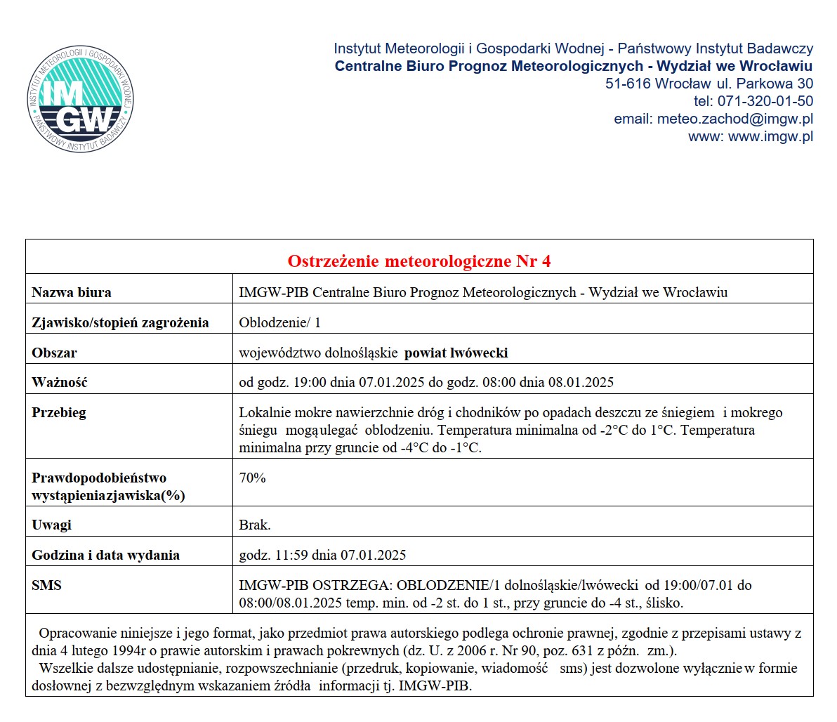 IMGW-PIB OSTRZEGA: OBLODZENIE