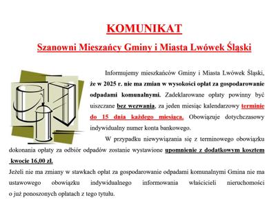 nie ma zmian w wysokości opłat za gospodarowanie odpadami komunalnymi