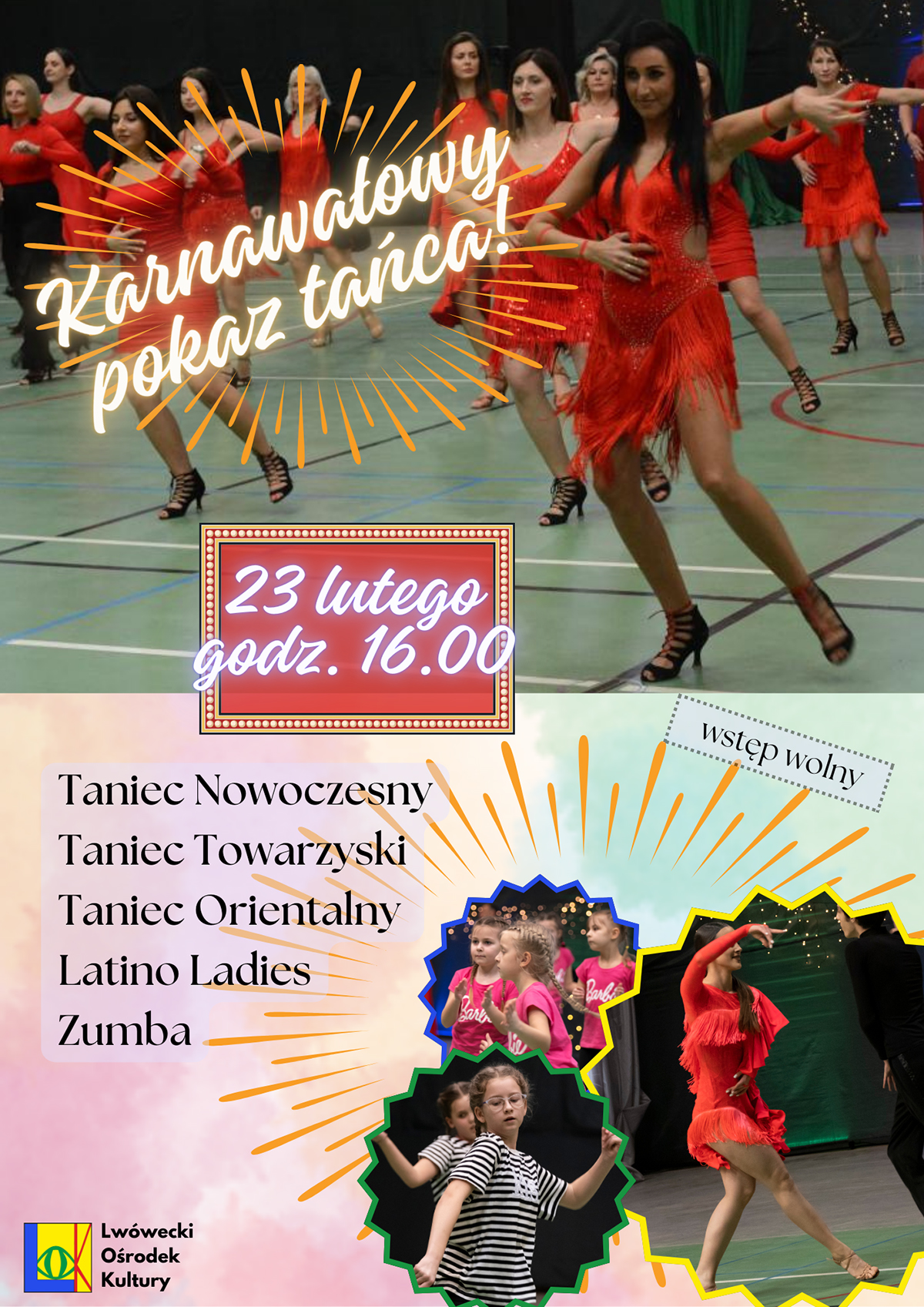  Karnawałowy pokaz tańca w hali sportowej w Lwówku Śl.