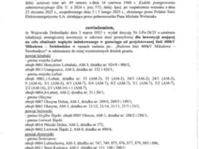 Obwieszczenie Wojewody Dolnośląskiego z dnia 03 marca2025 r., znak: IF-PP.747.1.2025.AK