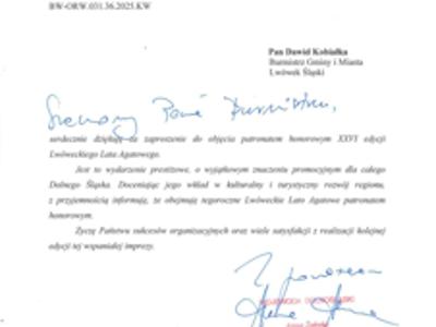 PANI WOJEWODA OBJĘŁA PATRONATEM HONOROWYM XXVI LLA