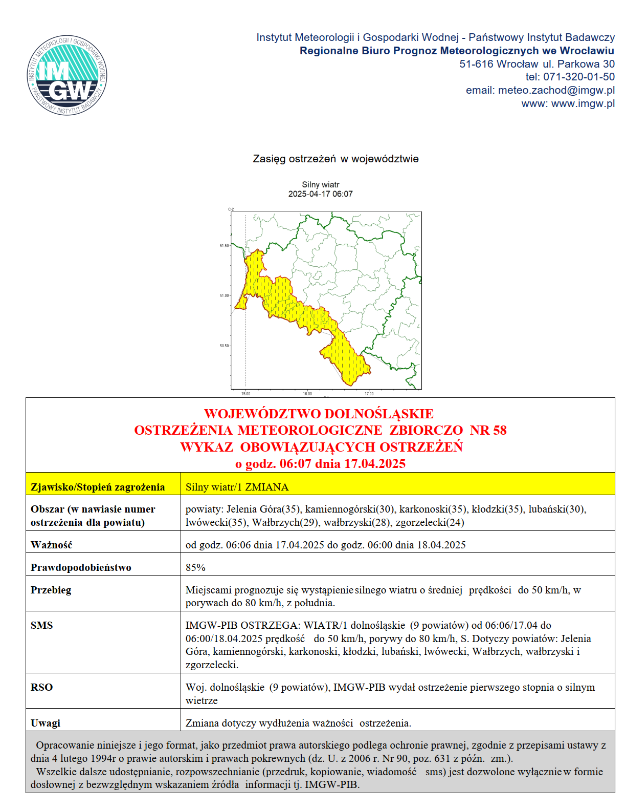 Ostrzeżenie meteorologiczne IMGW-PIB