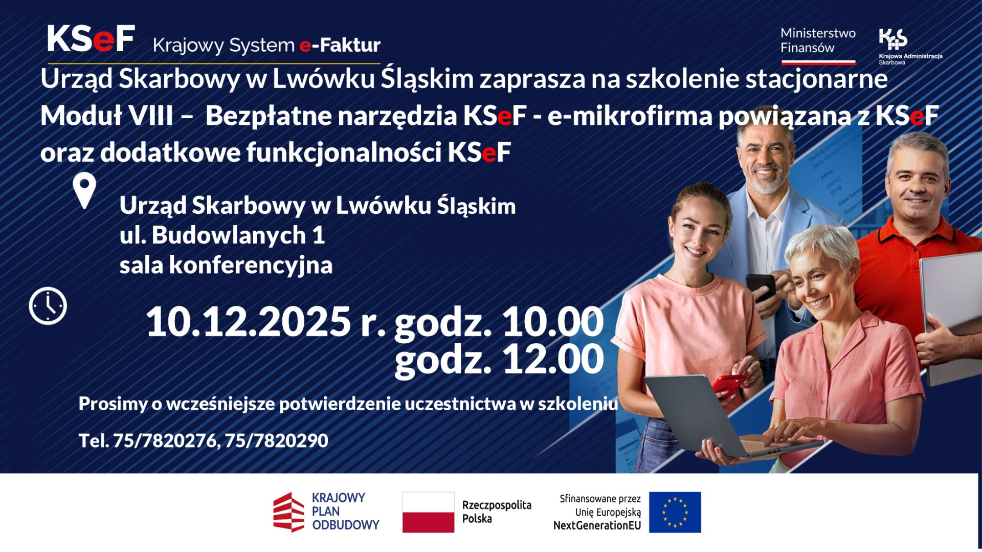 Urząd Skarbowy w Lwówku Śląskim zaprasza na szkolenie stacjonarne  Moduł VIII –  Bezpłatne narzędzia KSeF