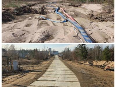 Odbiór drogi gminnej w Rakowicach Małych, fot. 2. U góry widok przed rozpoczęciem prac. 