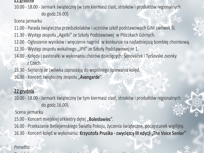 Afisz jarmarku Świątecznego w Lwówku Śląskim