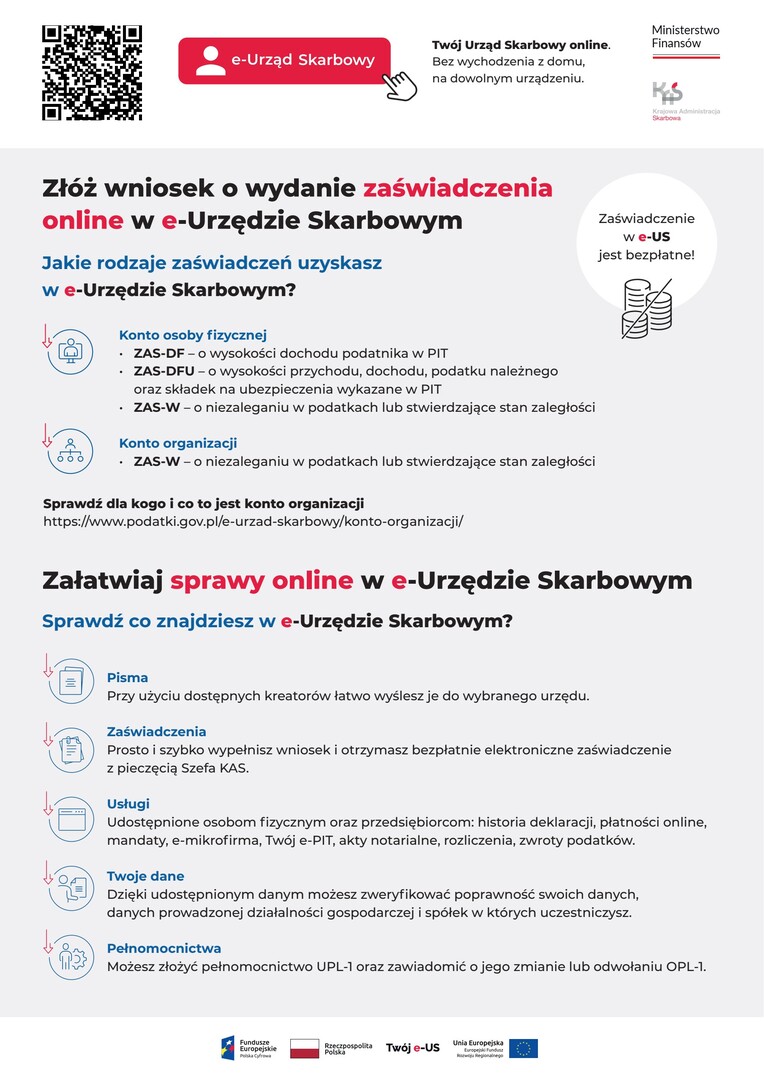 Afisz z usługami online e-Urzędu Skarbowego