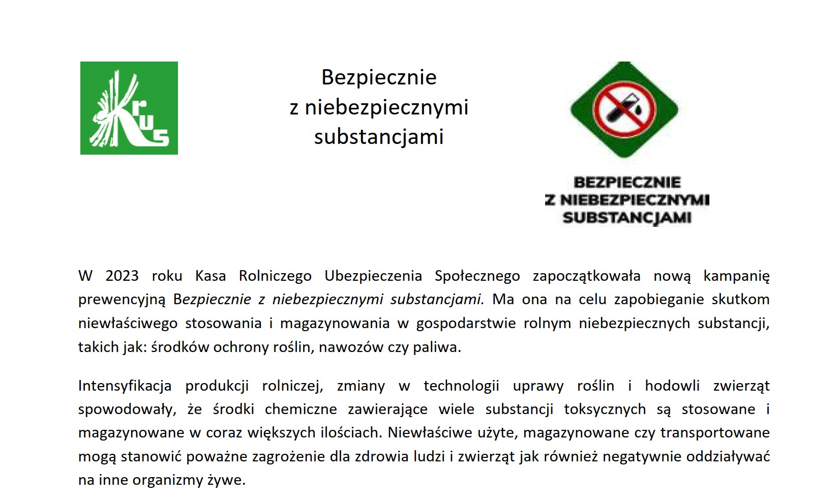 Bezpiecznie z niebezpiecznymi substancjami