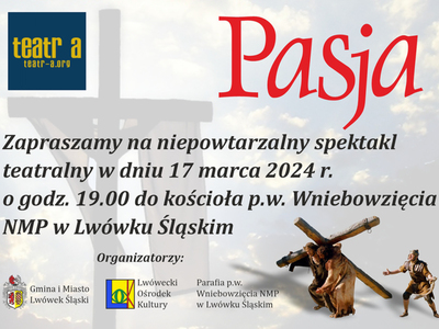 Zaproszenie na spektakl Pasja 17 marca 2024 r.