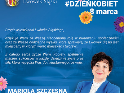 ŻYCZENIA PANI BURMISTRZ Z OKAZJI DNIA KOBIET