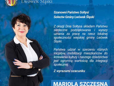 Życzenia pani Burmistrz z okazji Dnia Sołtysa