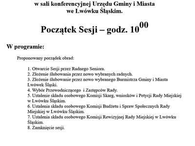 I Sesja Rady Miejskiej we Lwówku Śląskim