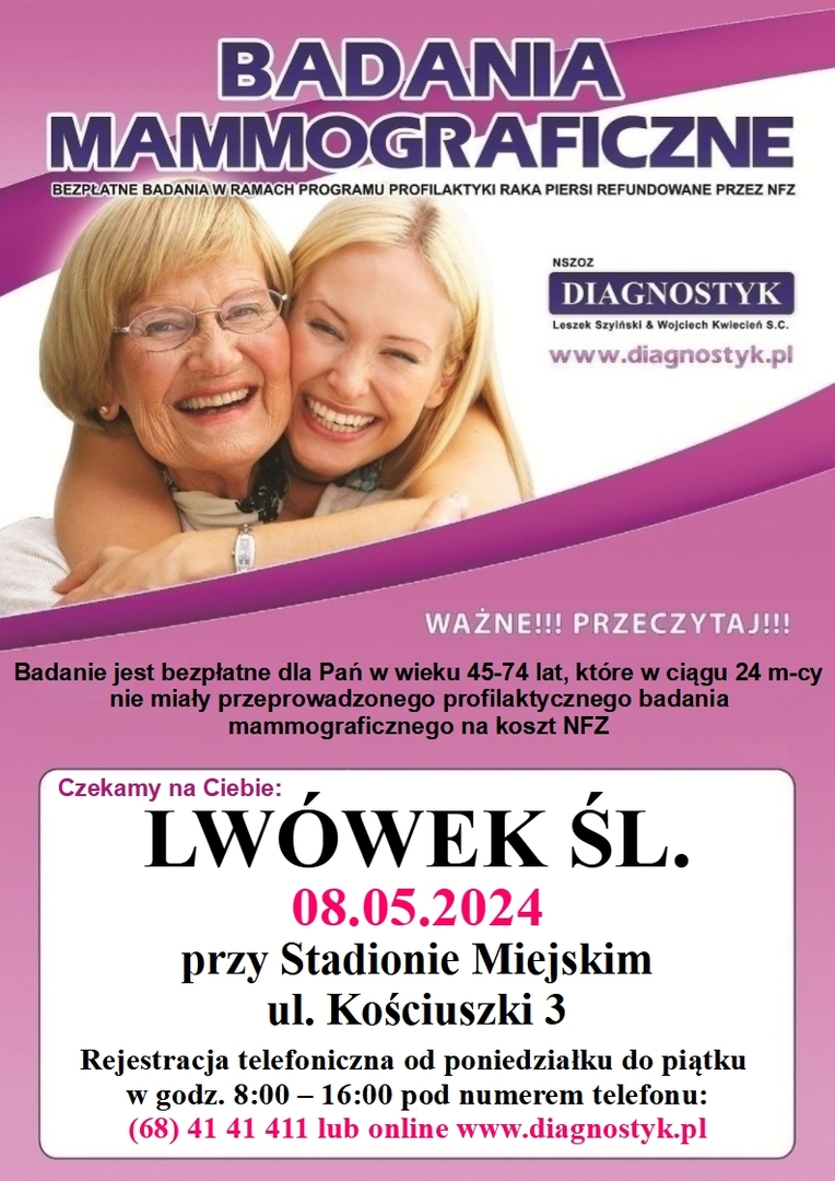 Bezpłatne badania mammograficzne