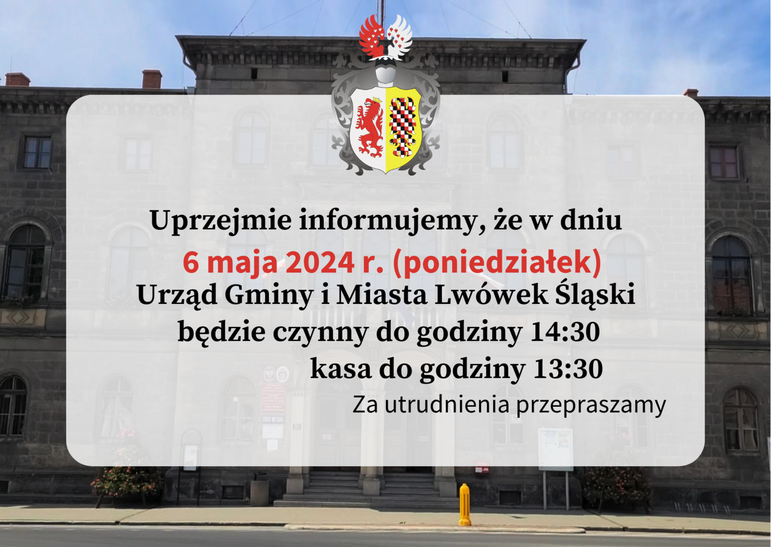Godziny pracy Urzędu w dniu 6-05-2024