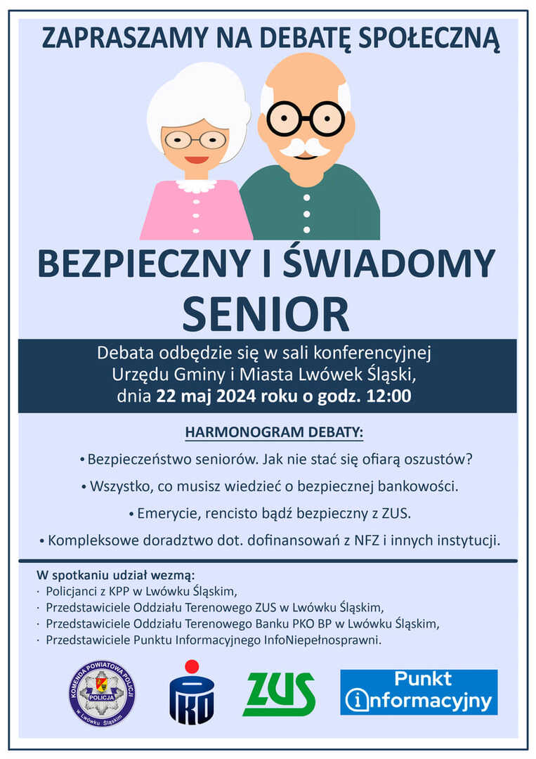 ZAPROSZENIE NA DEBATĘ: Bezpieczny i świadomy Senior