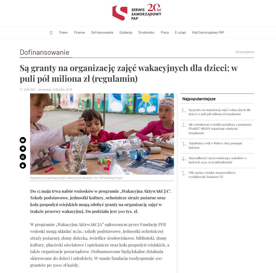 zajęć wakacyjne dla dzieci