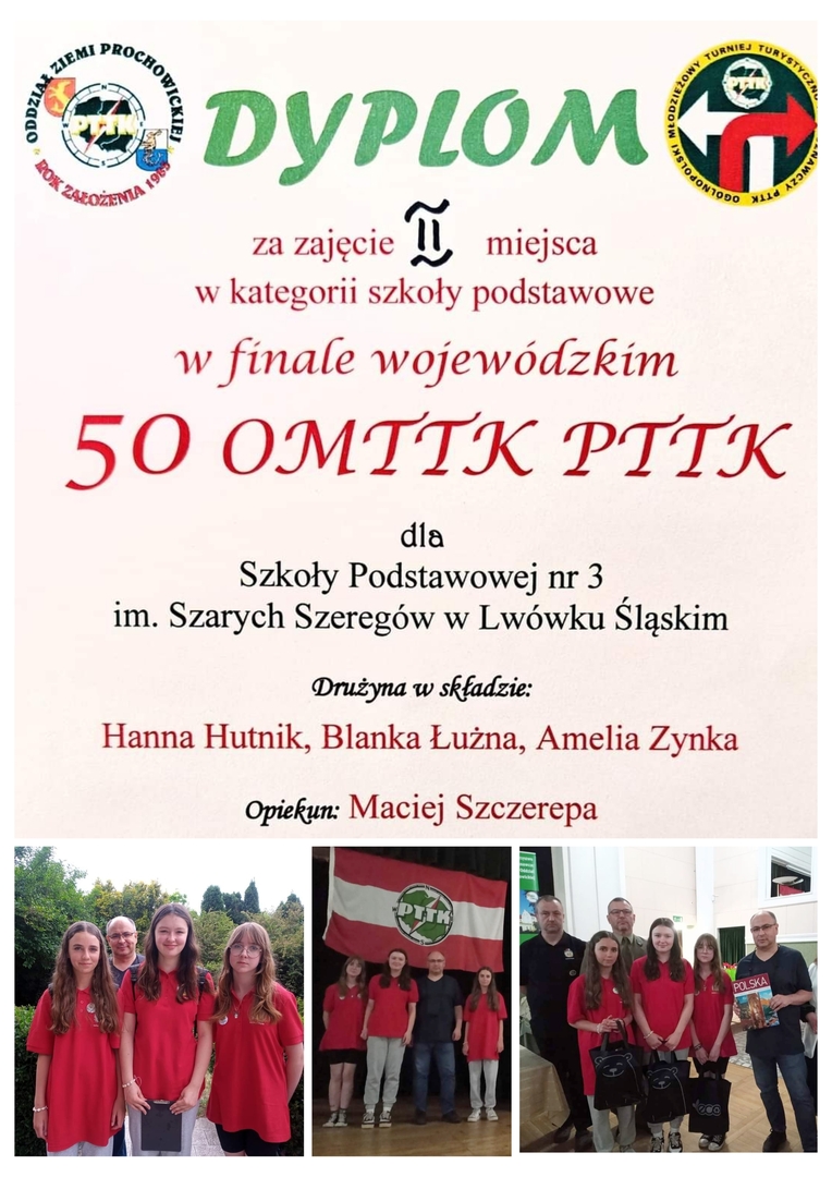 MŁODZI TURYŚCI Z SP3 WICEMISTRZAMI WOJEWÓDZTWA