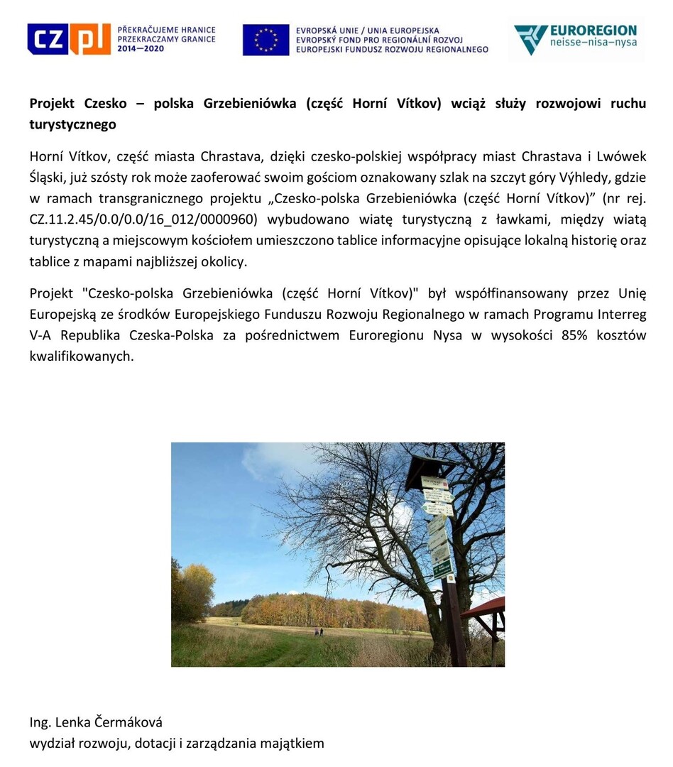 Projekt Czesko – polska Grzebieniówka (część Horní Vítkov) 