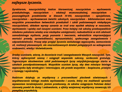 List Burmistrza z okazji zakończenia roku szkolnego 2023/2024
