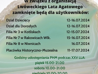 PLACÓWKA MUZEALNA I BIBLIOTEKA PODCZAS LATA AGATOWEGO