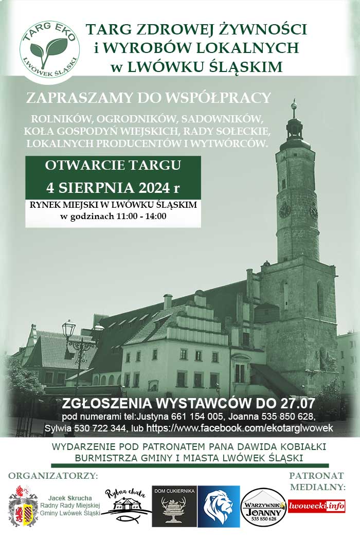 ZAPRASZAMY NA TARG ŻYWNOŚCI I WYROBÓW LOKALNYCH W LWÓWKU ŚLĄSKIM