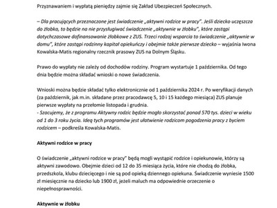 Aktywny Rodzic - nowy program ZUS