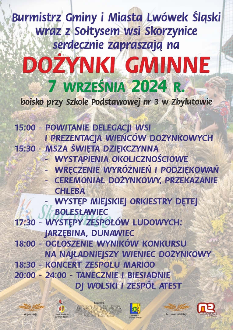 7 WRZEŚNIA ZAPRASZAMY NA DOŻYNKI GMINNE