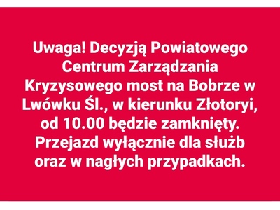 Most na Bobrze będzie zamknięty