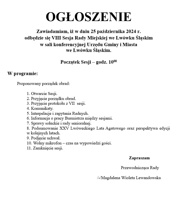 VIII Sesja Rady Miejskiej we Lwówku Śląskim