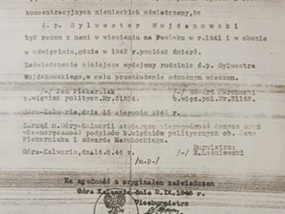 Oświadczenie współwięźniów Sylwestra Wojdanowskiego