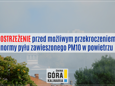 Ostrzeżenie przed możliwym pogorszeniem się stanu powietrza