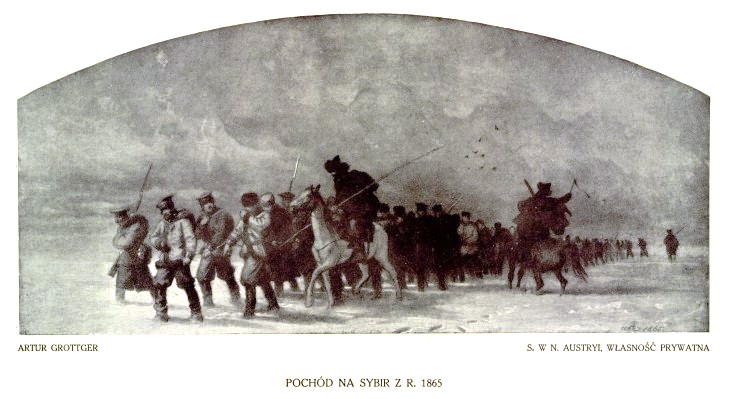 A.Grottger - pochód na Sybir, 1865 r., ryc. Wikimedia