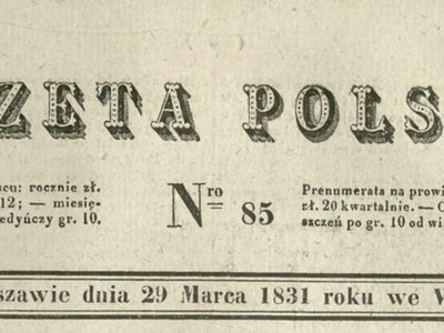 "Gazeta Polska" nr 85 z 29 marca 1831 r.