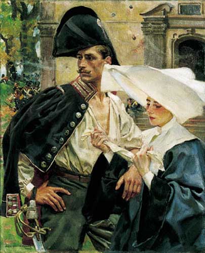 "Opatrywanie rannego żołnierza w 1831 r.", obraz Wojciecha Kossaka