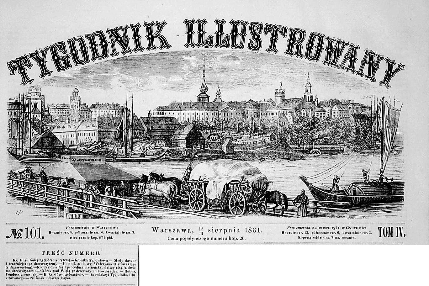 Tygodnik Ilustrowany nr 101 z 1861 r., strona tytułowa
