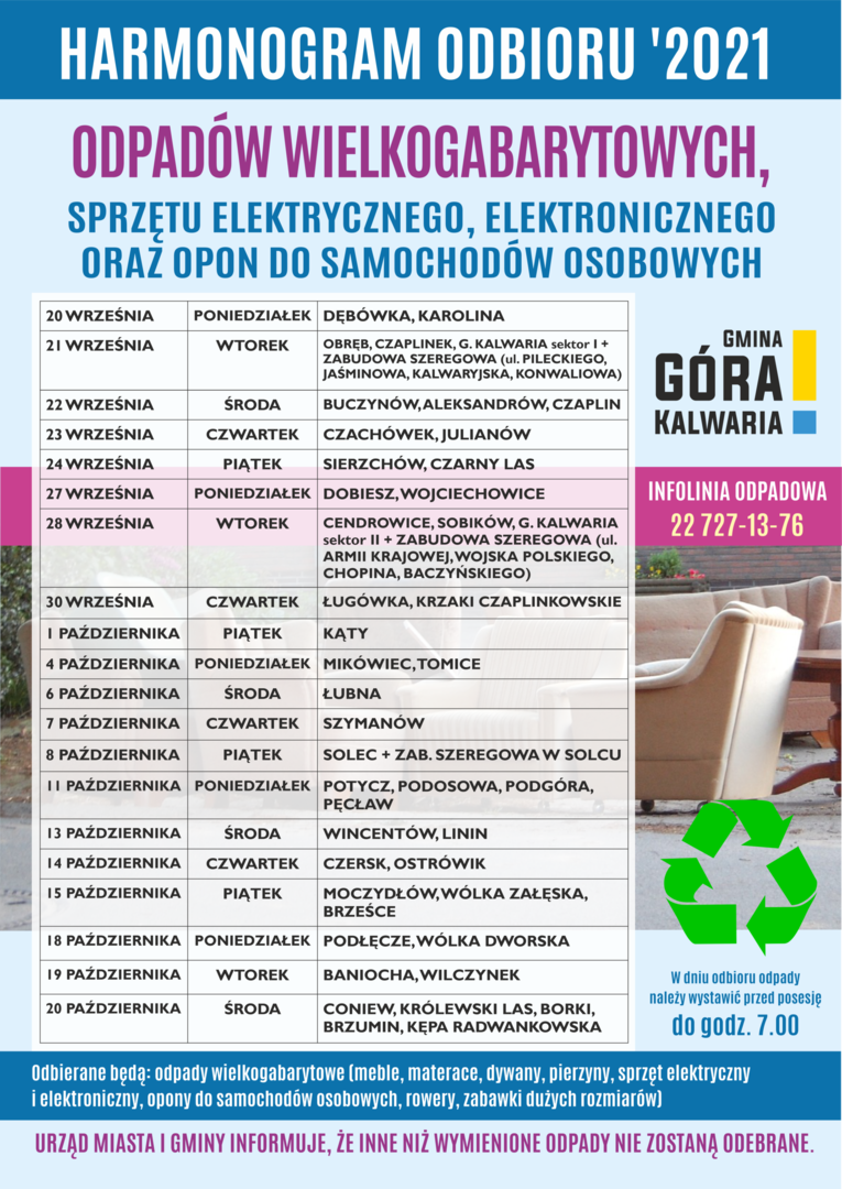 Zbiórka odpadów wielkogabarytowych '2021