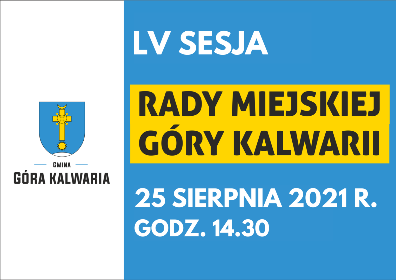 Zaproszenie na LV sesję Rady Miejskiej 
