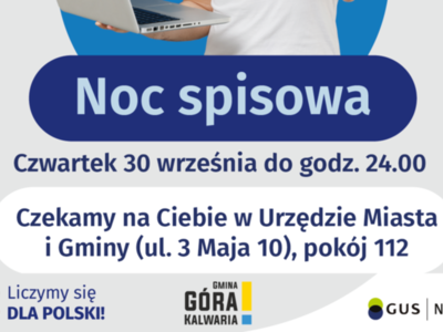 Noc spisowa w Urzędzie Miasta i Gminy w Górze Kalwarii 30 września do północy