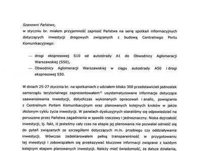 Pismo Generalnego Dyrektora Dróg Krajowych i Autostrad