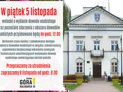 Przerwa w przyjmowaniu wniosków o wydanie dowodów osobistych 