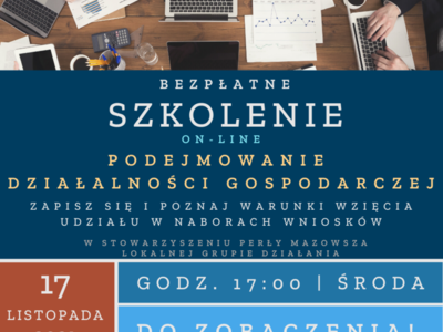 Ogłoszenie o szkoleniu dla zainteresowanych złożeniem wniosku o dofinansowanie do Lokalnej Grupy Działania