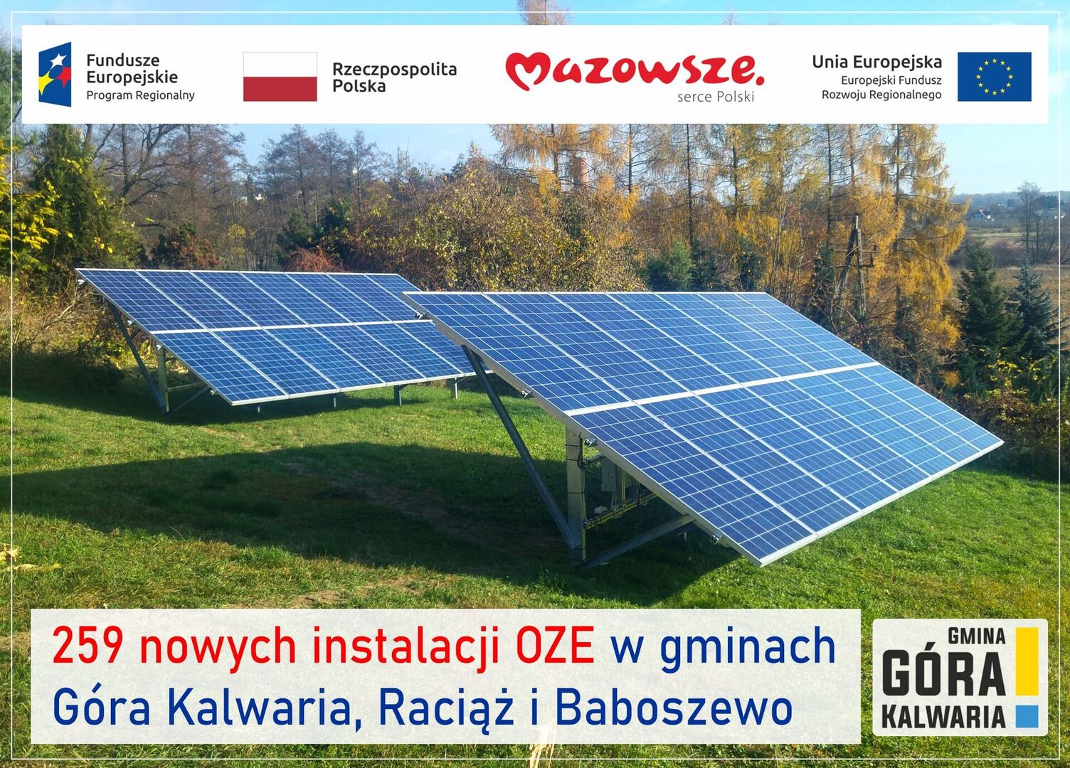 Dobiega końca projekt montażu instalacji OZE w trzech gminach, w tym Górze Kalwarii