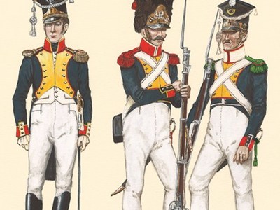 Piechota polska z czasów wojny polsko-austriackiej 1809 r. ryc. R.Morawski