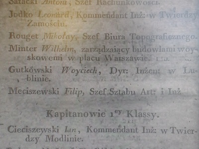 Korpus Inżynierów. Rocznik Wojskowy Królestwa Polskiego za 1821 r.