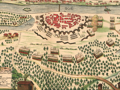Plan umocnień Pragi i pozycji wojsk rosyjskich w 1794 r., ryc. Wikimedia