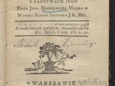 Jan Bakałowicz, publikacja o fortecach, fot. Biblioteka Narodowa