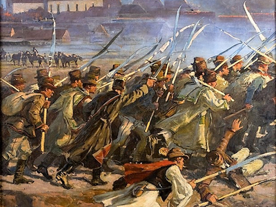 Wiosna Ludów 1848 r. - atak kosynierów, obraz Jana Styki